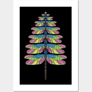 Dragonfly Christmas Tree, Merry Xmas Gift, Christmas insect Lover Posters and Art